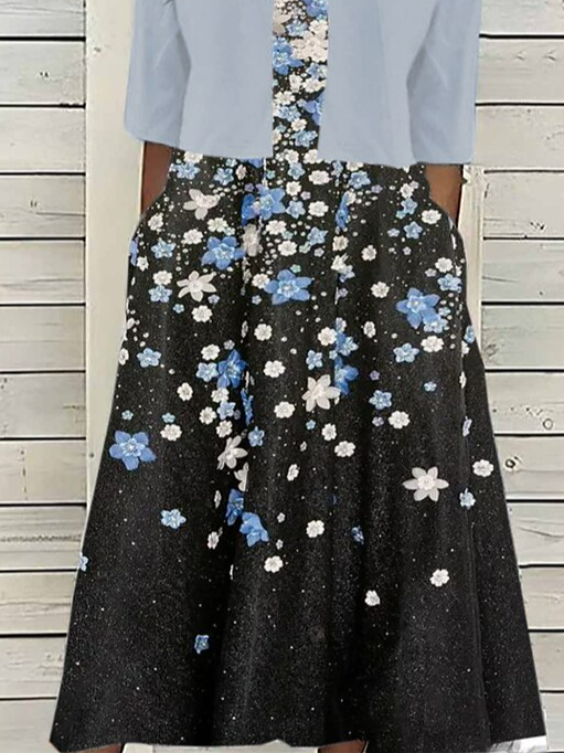 Elegant Floral V Neck Loose Two-Piece Set