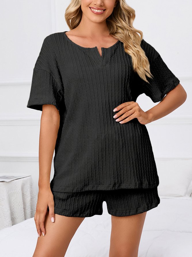 Breathable Comfortable Casual Loose Jacquard Pajama Set