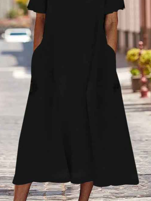 Plain Casual Crew Neck Loose Dress