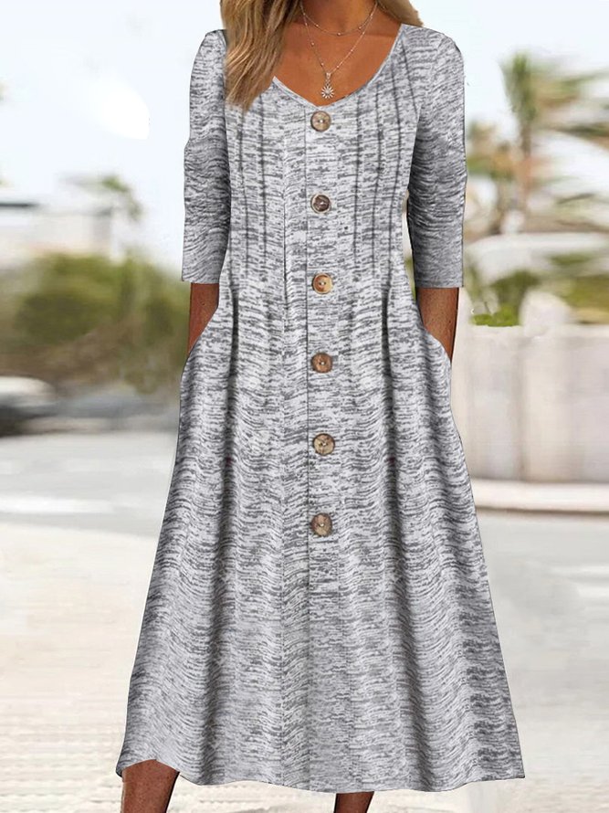 Women's A Line Dress Midi Dress Long Sleeve Plain Spring &fall Crew Neck Casual Modern