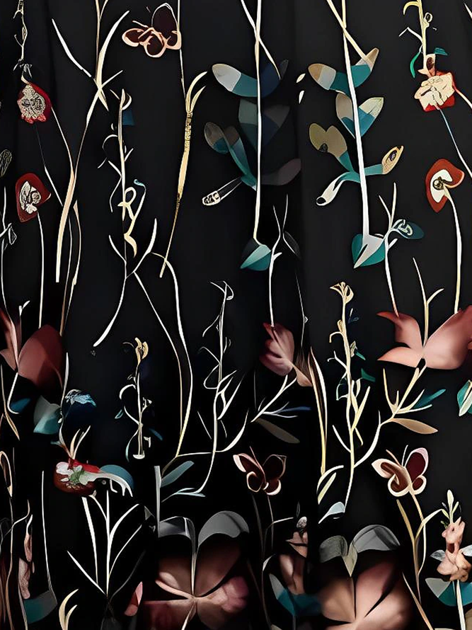 Women's Casual Dress Long Dress Maxi Dress Black Half Sleeve Floral Print Summer Spring V Neck Fashion