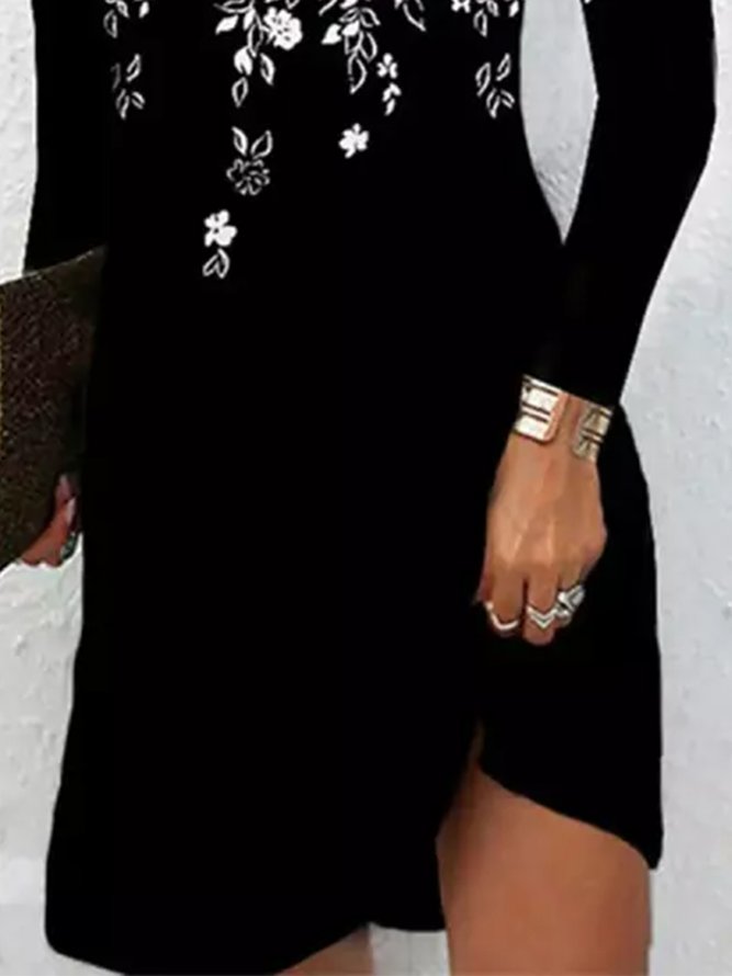 Elegant V Neck Floral Regular Fit Dress