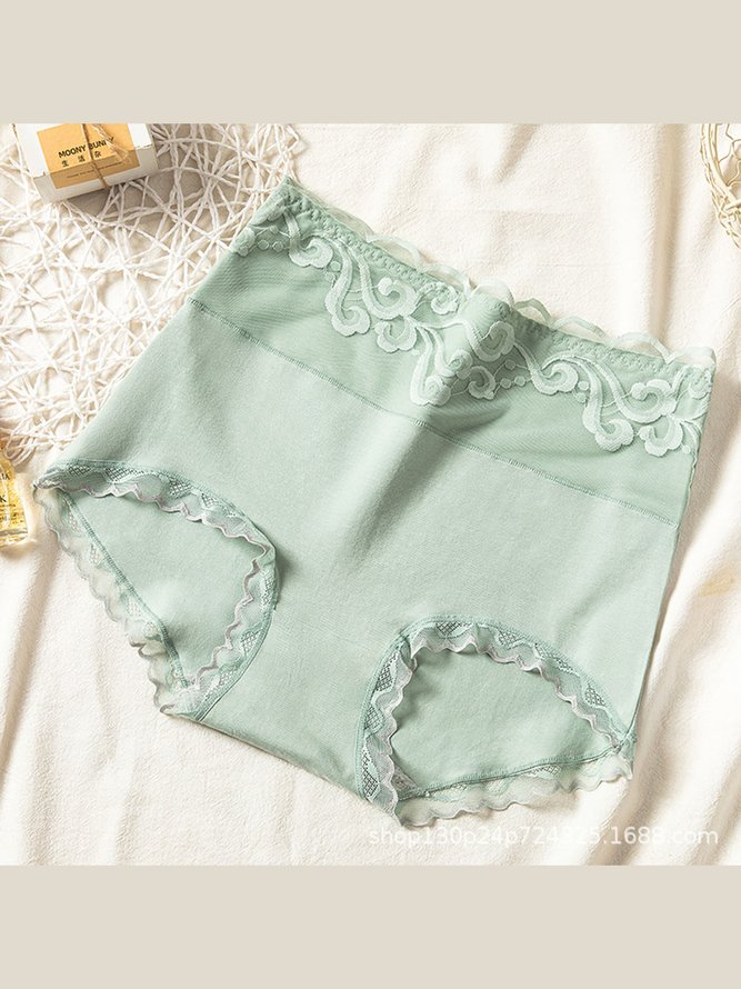 Breathable Lace Cotton High-Rise Briefs