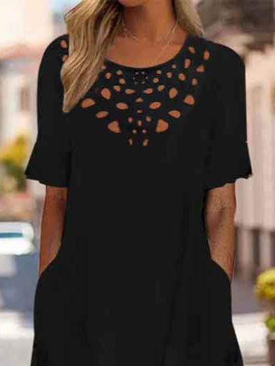 Plain Casual Crew Neck Loose Dress