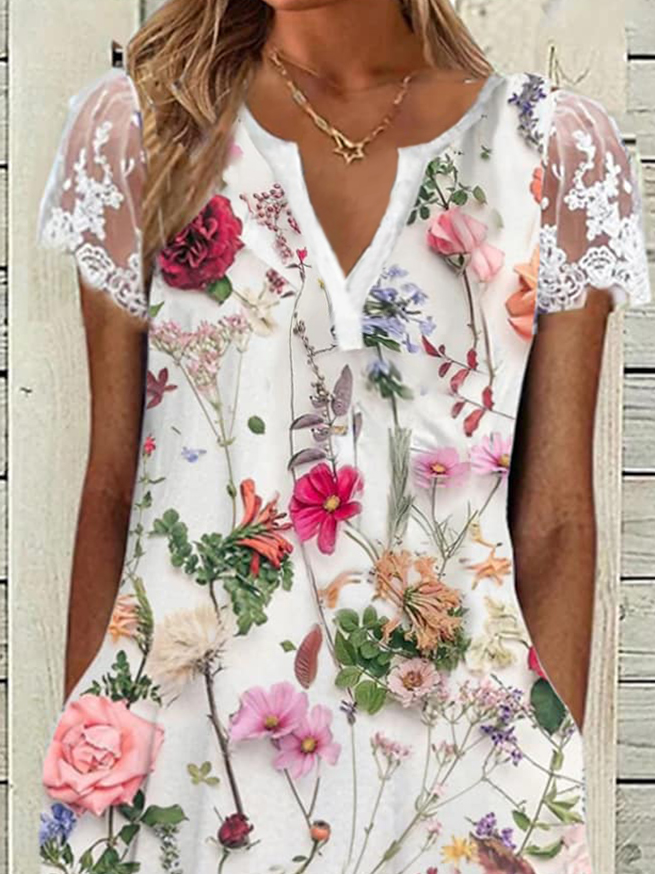 Elegant Floral Loose Lace Dress