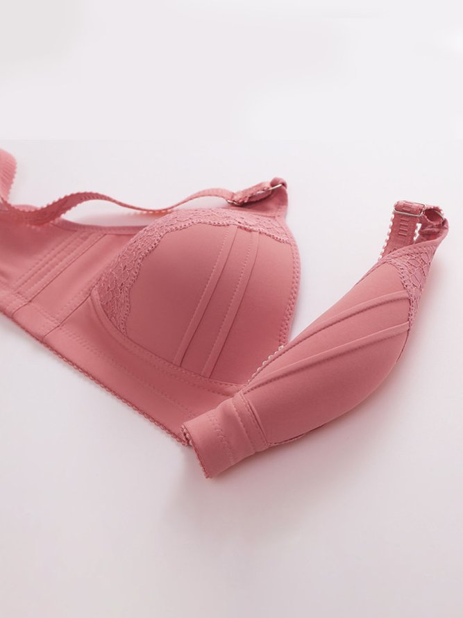 Rhinestone Lace Comfortable Push Up Wireless Bra Plus Size