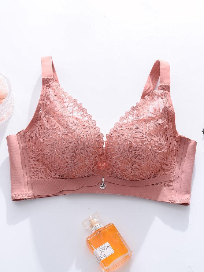 Underwireless Lace Floral Bra Plus Size Full Coverage Adjustable Massage Bra