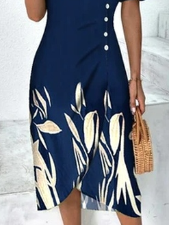 Floral Flounce Sleeve Wrap Hem Dress