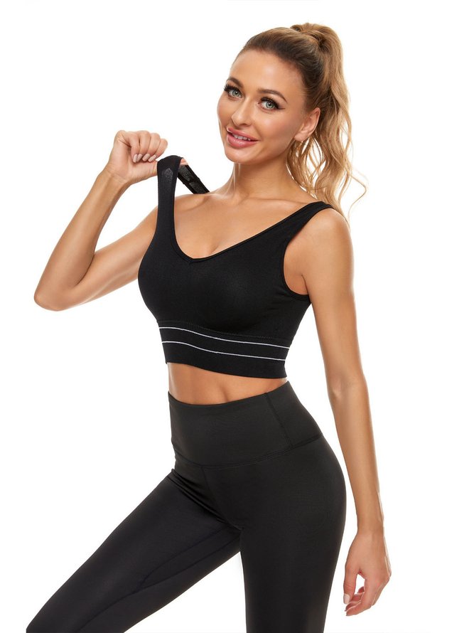 Breathable High Elastic Back Button Seamless Sports Bra