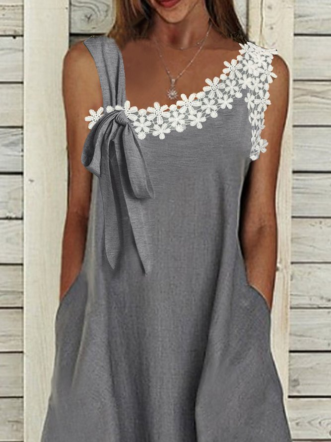 Elegant Lace Asymmetrical Neck Sleeveless Knitting Prom Dress