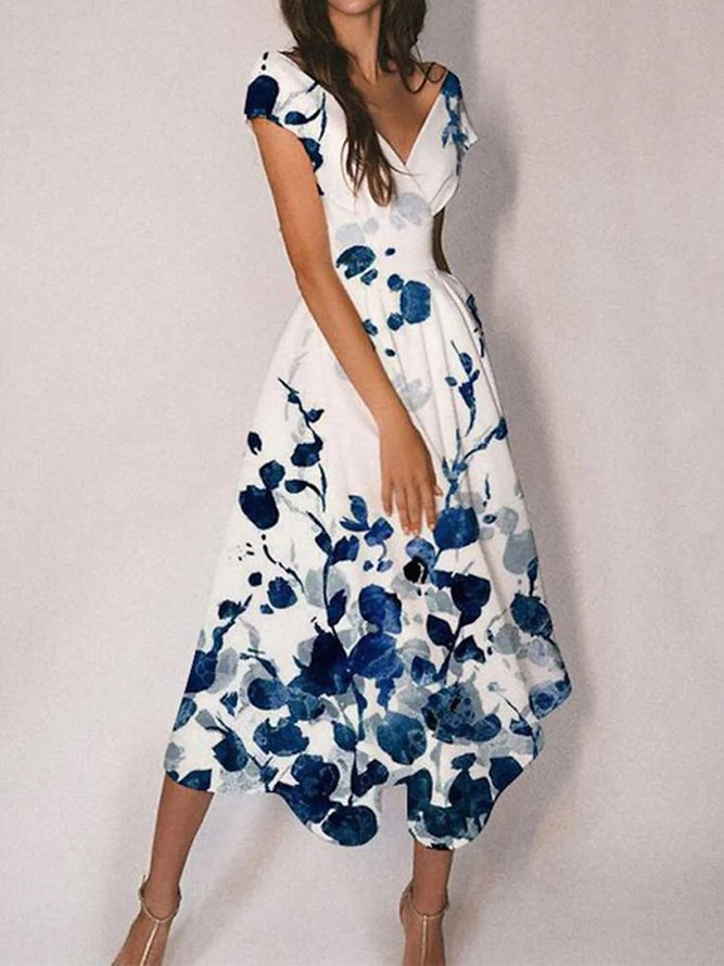 Floral Elegant Crew Neck Loose Two-Piece Set