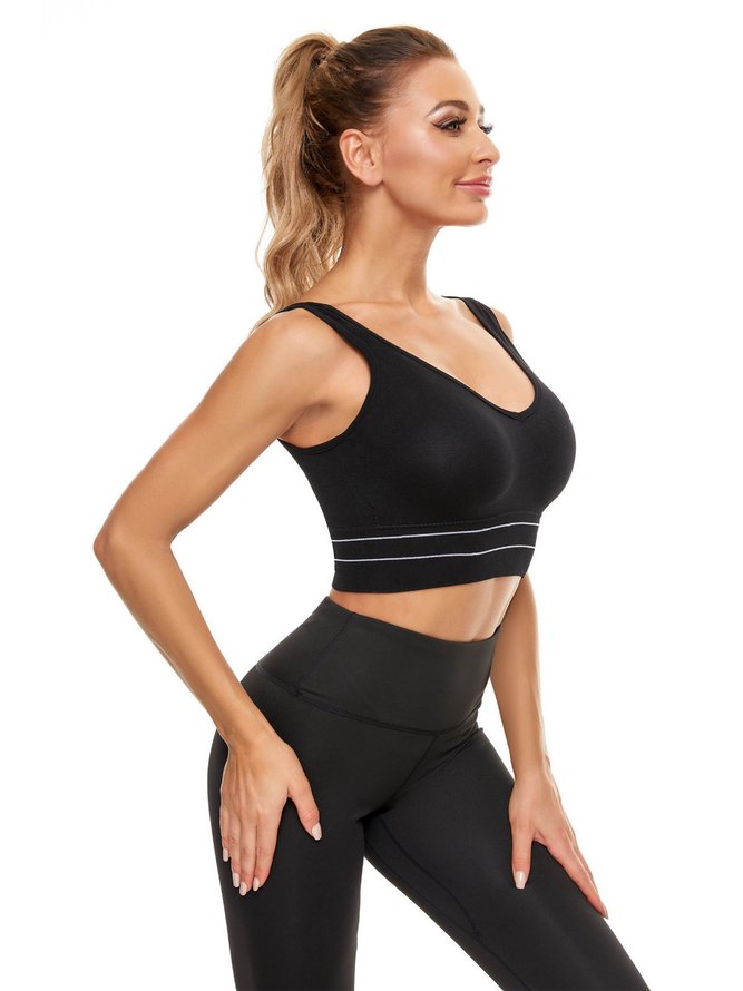 Breathable High Elastic Back Button Seamless Sports Bra