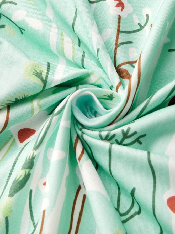 Round Neck floral Casual Midi Dress