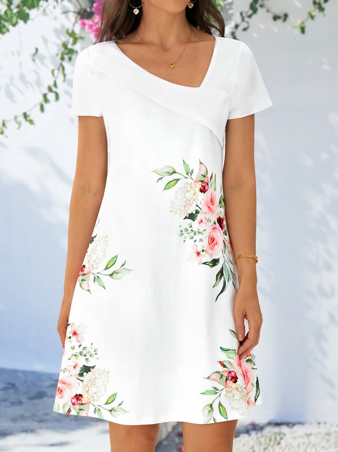 Floral Loose Asymmetrical Casual Dress