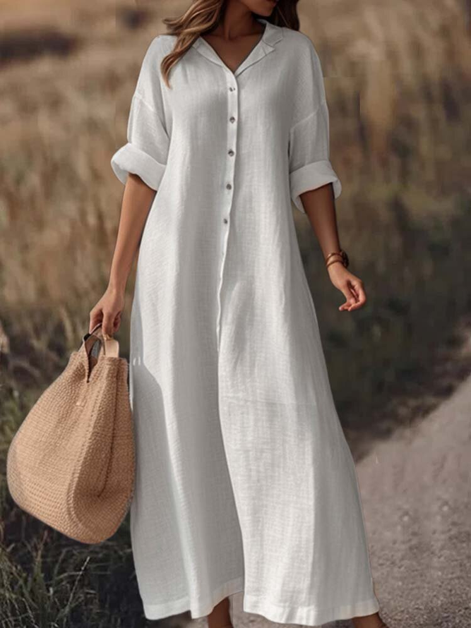 Shirt Collar Loose Casual Dress