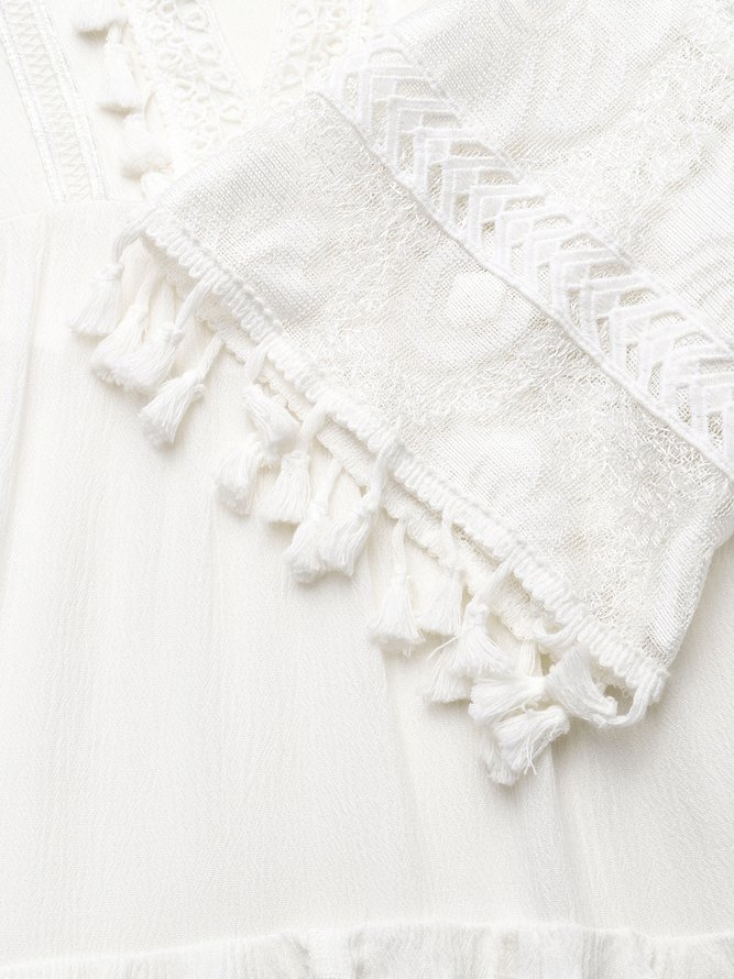 3/4 Sleeve V Neck Holiday Boho Smock Dress