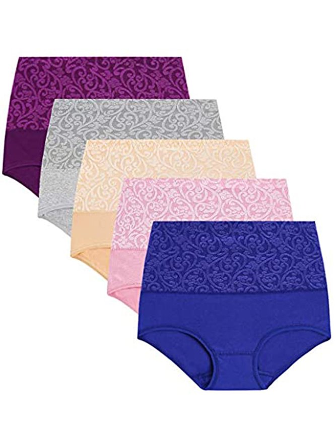 Jacquard Cotton Breathable High Waist Briefs