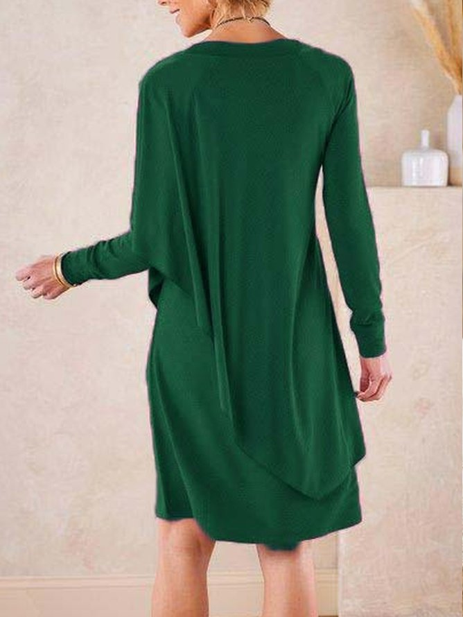 Plain V Neck Casual Dress