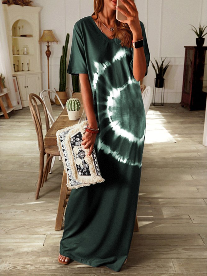 Ombre/tie-Dye Short Sleeve Knitting Dress