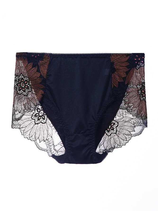 Breathable High Elastic Sexy Exquisite Lace Mid Waist Panties