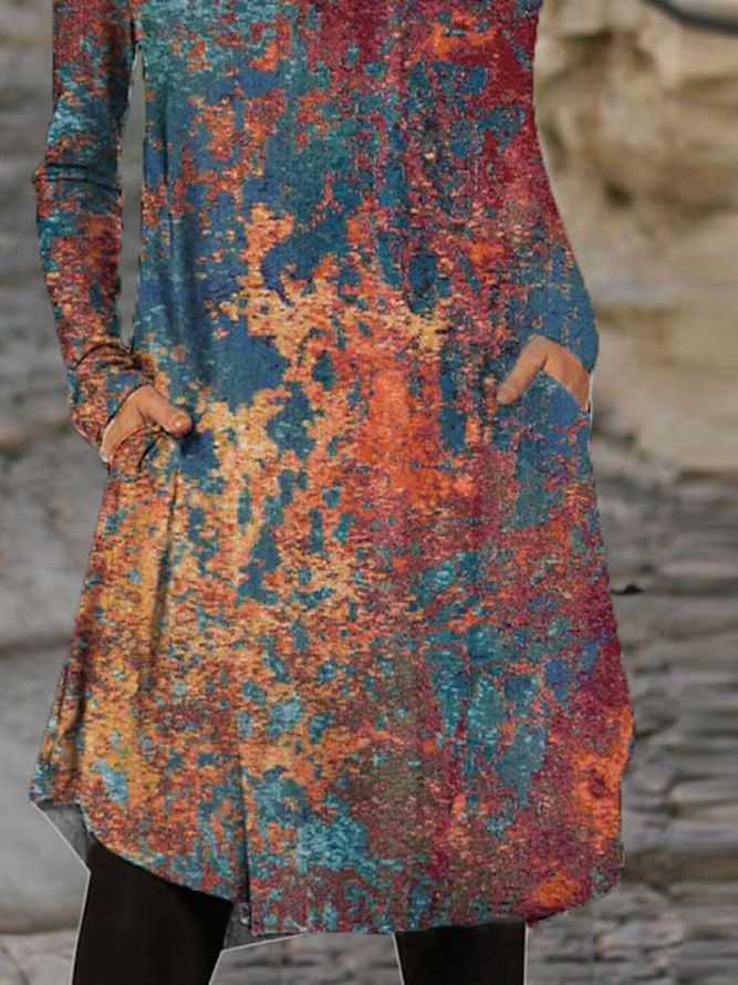 Casual Ombre Regular Fit Crew Neck Dress