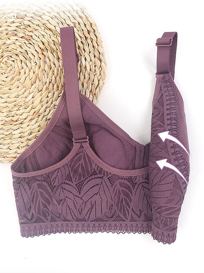 Lace Push Up Zip Front Wireless Bra