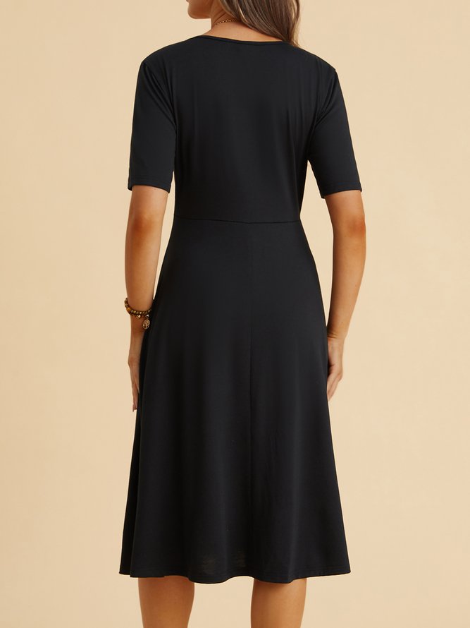 Casual Short Sleeve V Neck Dress