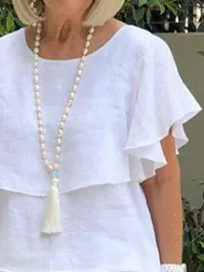 Casual Linen Loose Solid Holiday Midi Dress