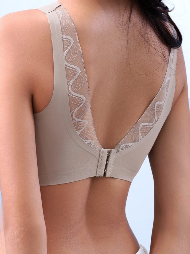 Sexy Lace Push Up Comfortable Seamless Back Button Bra