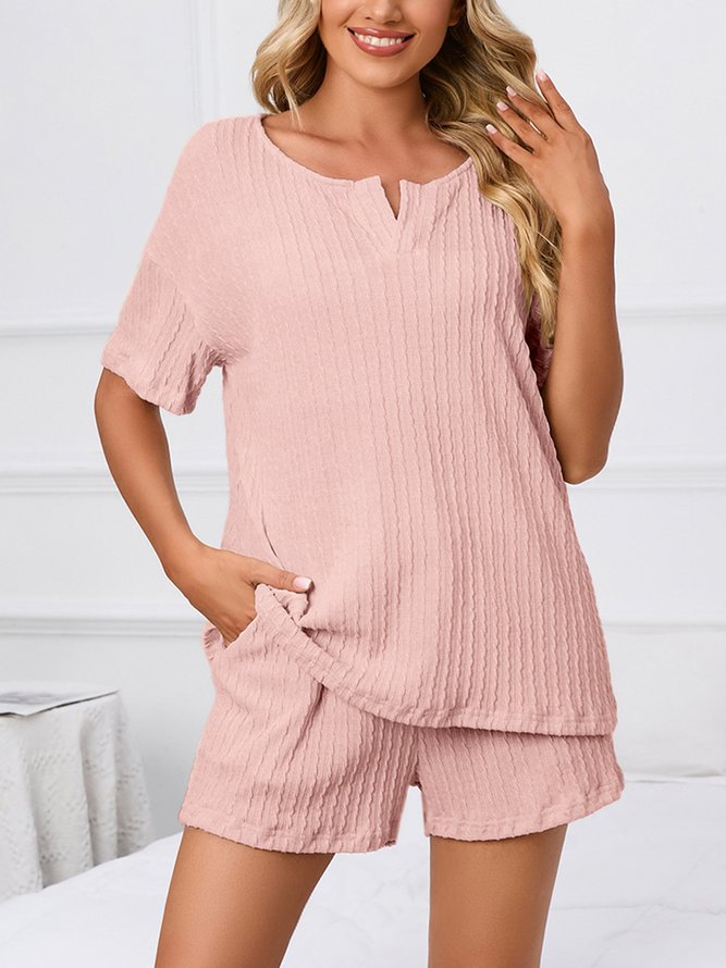 Breathable Comfortable Casual Loose Jacquard Pajama Set