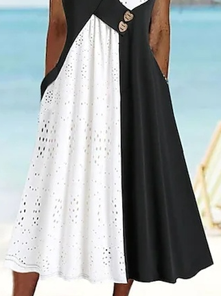 Plain Casual V Neck Loose Dress