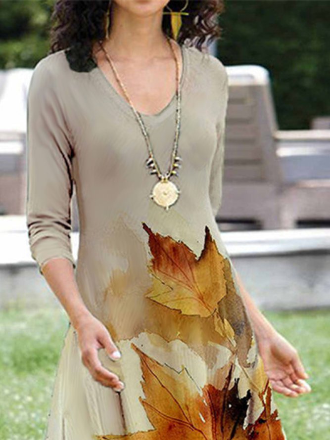 Leaf V Neck Dress