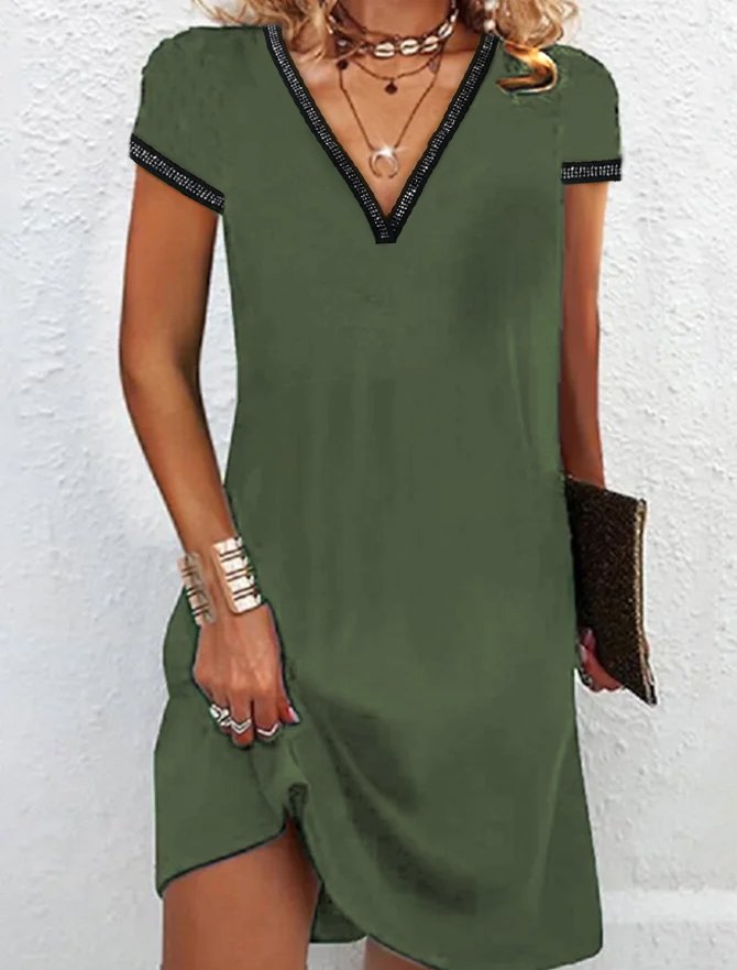 Plain Casual Cotton-Blend Regular Fit Dress