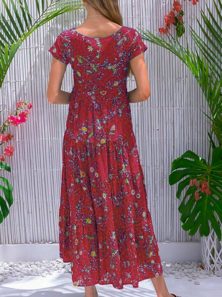 Blue Cotton-Blend Sleeveless Casual Weaving Dress