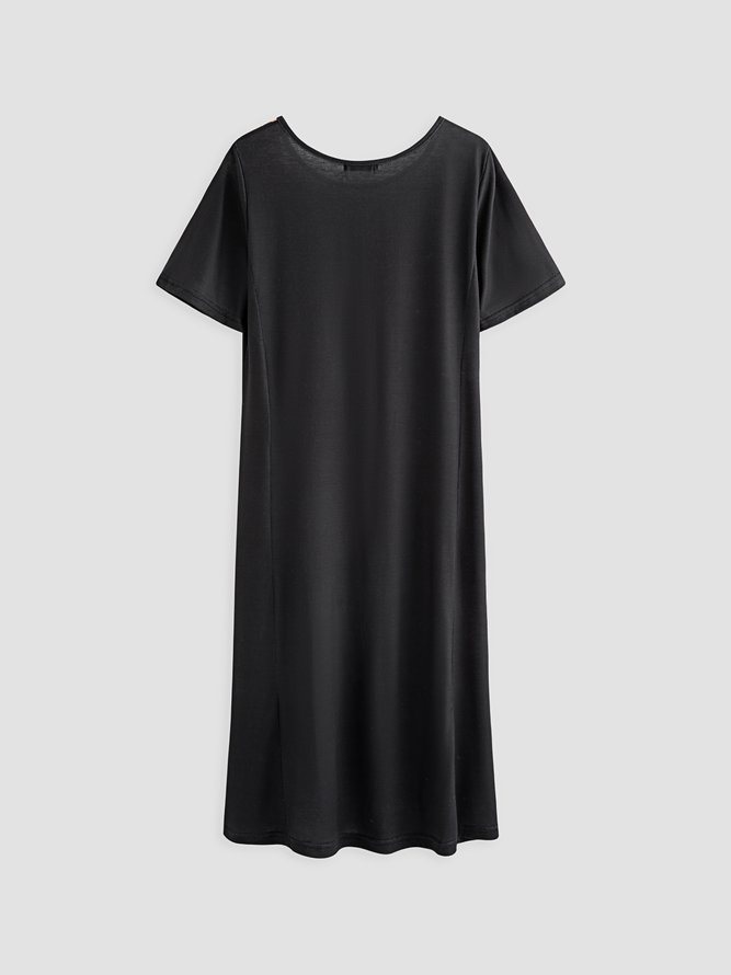 Round Neck Tribal Casual Midi Dress