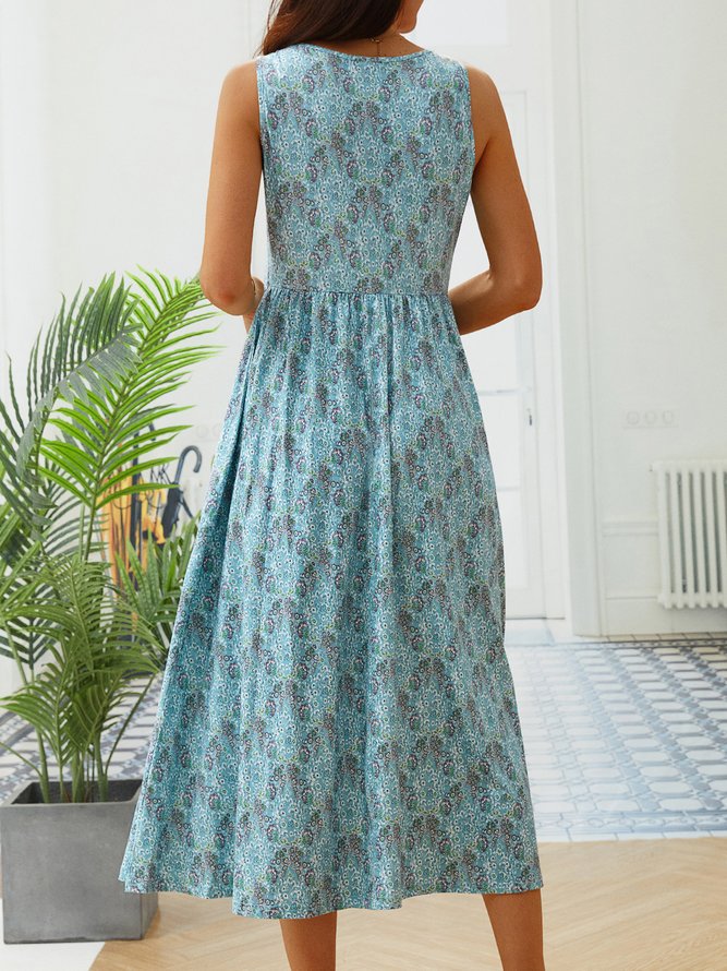 Crew Neck Vacation Sleeveless Knitting Dress