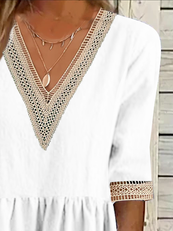 Plain Lace Cotton And Linen Linen Dress