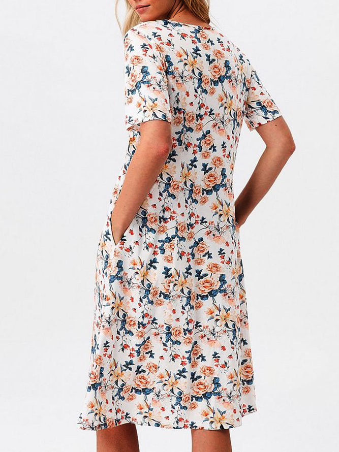 Women Floral Caftan Pockets Summer Dresses