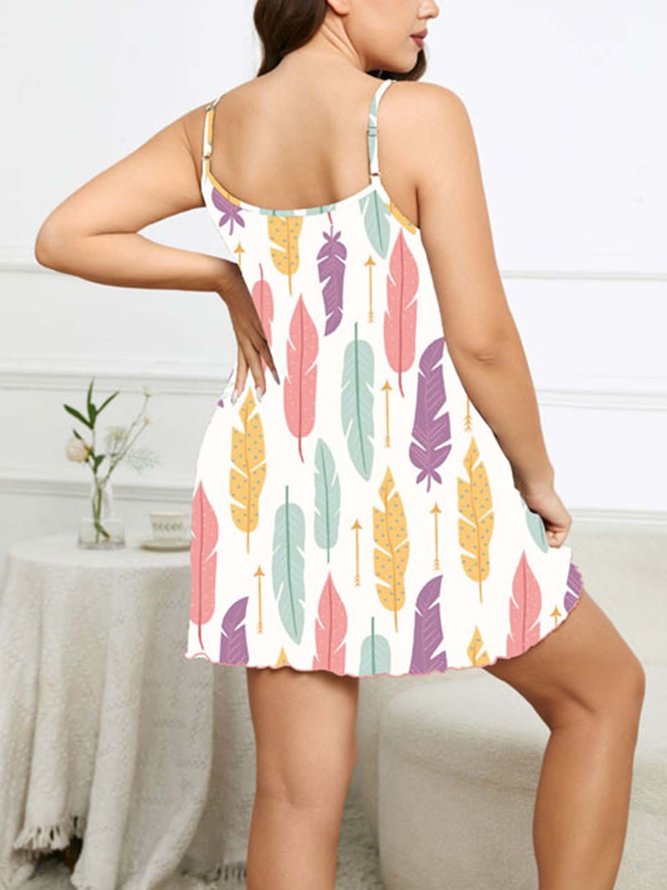 Casual Printed Sling Plus Size Nightdress