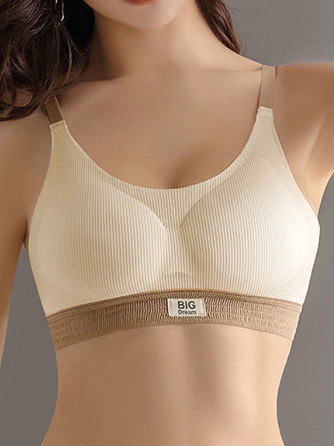 Contrasting Text Letters Seamless Removable Cotton Cups Sports Bra