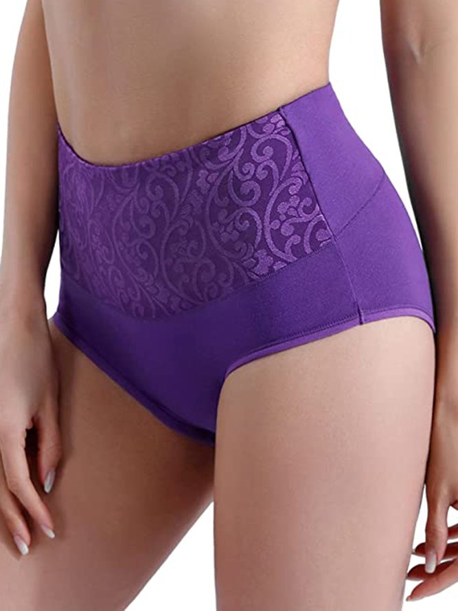 Jacquard Cotton Breathable High Waist Briefs