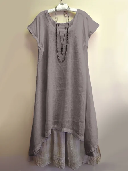 Crew Neck Shift Daytime Solid Summer Dresses