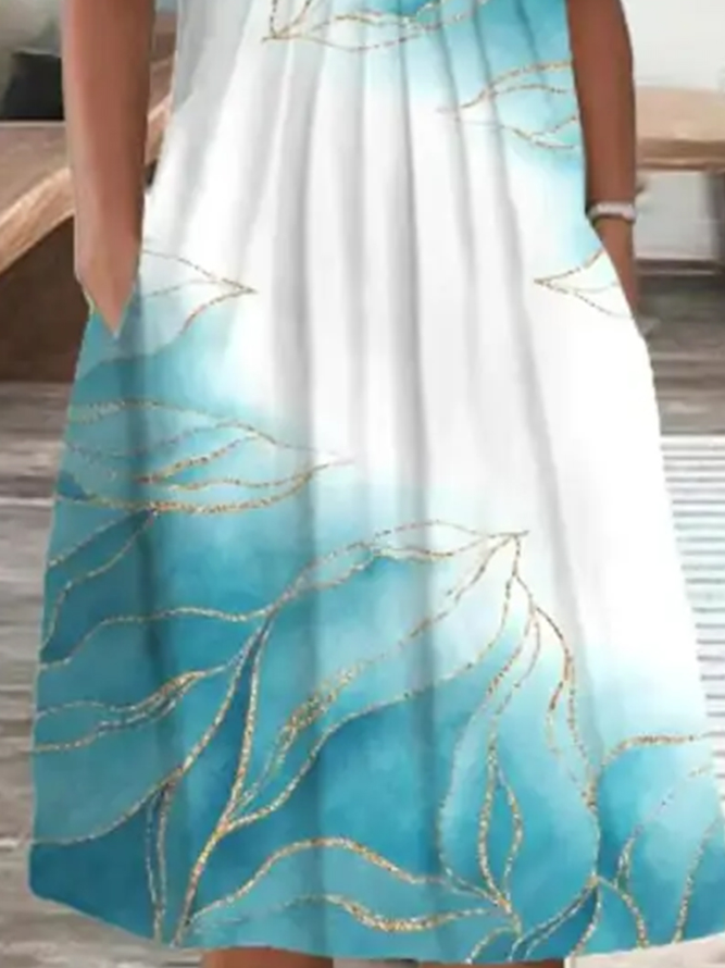 Casual Crew Neck Ombre Dress