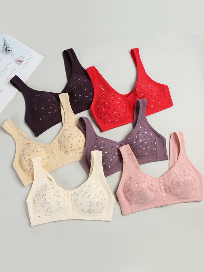 Printed Button Front Wireless Tank Bra