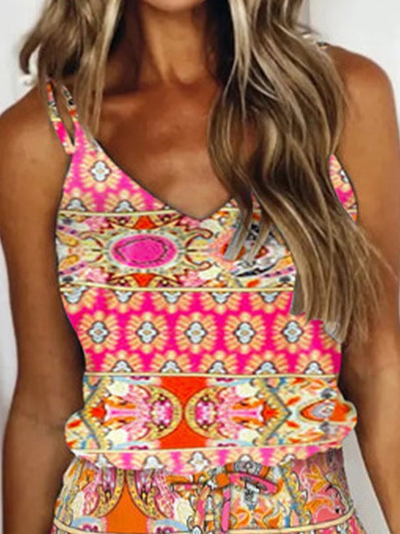 Spaghetti Regular Fit Ethnic Casual Dress