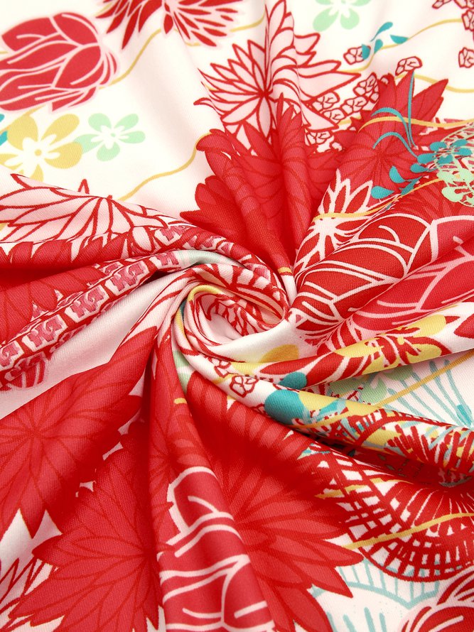 Tropical Floral Print Sleeveless Vacation Beach Mini Hawaiian Dress