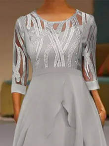 Mother of the groom/bride Dresses Geometric Elegant Wedding Guest Formal Lace Dress