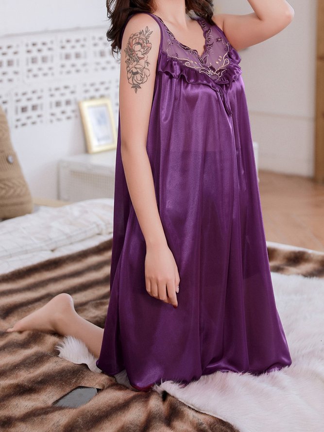 Sexy Lace Loose Ice Silk Nightdress