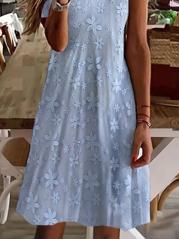 Lace Simple Notched Regular Fit Dress