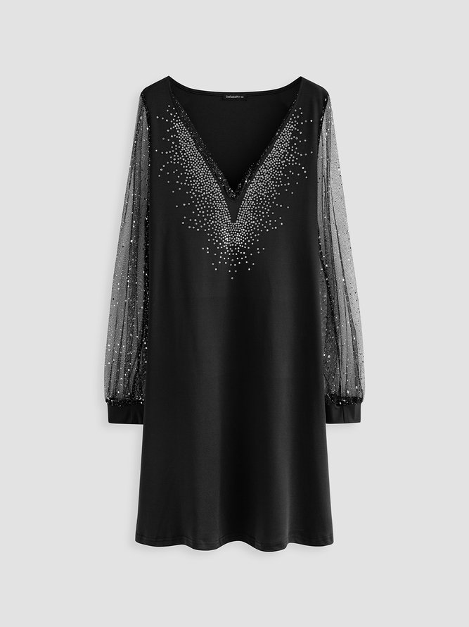 V Neck Solid Party Mini Prom Dress